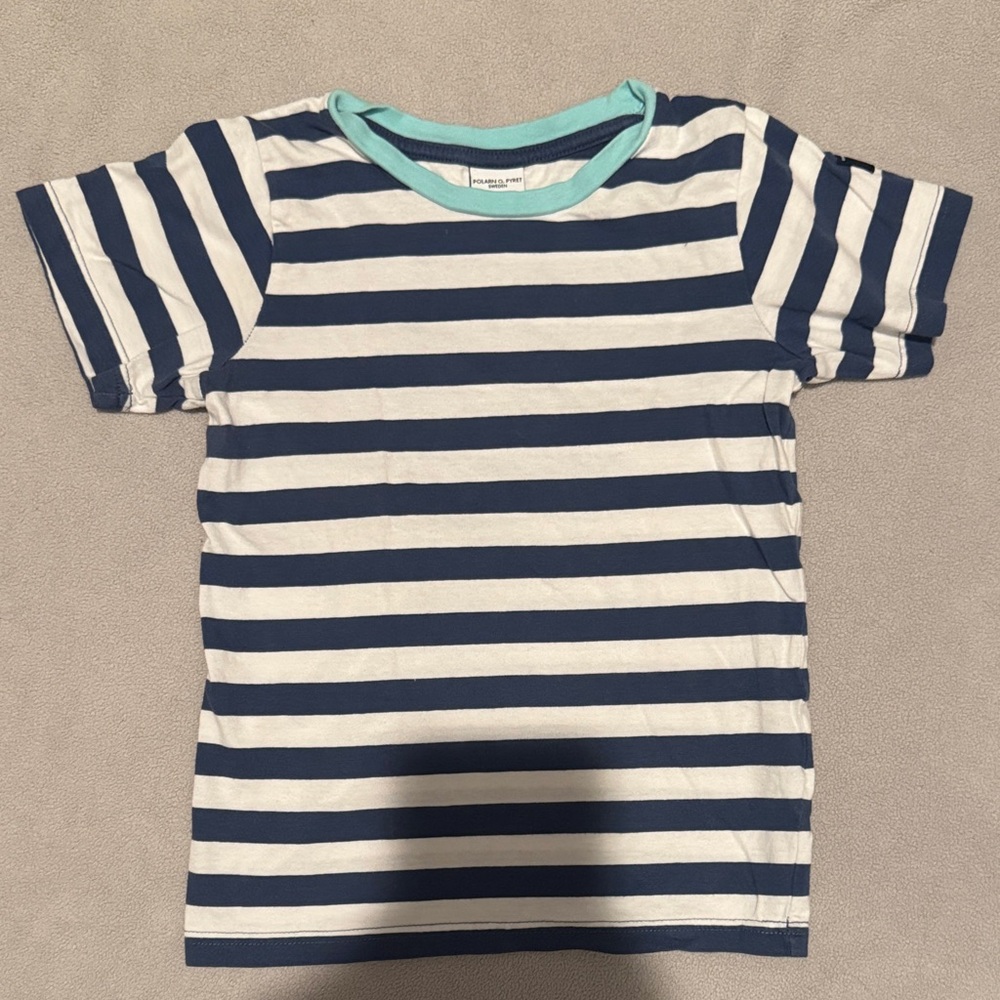 Polarn O. Pyret Blue and White Striped Kids Tee